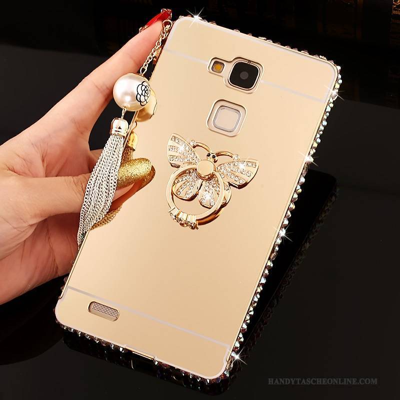 Hülle Huawei Ascend Mate 7 Schutz Rosa Schwer, Case Huawei Ascend Mate 7 Strass Handyhüllen Spiegel