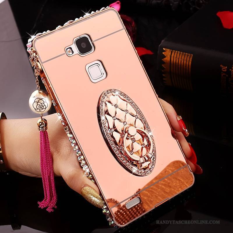 Hülle Huawei Ascend Mate 7 Schutz Rosa Schwer, Case Huawei Ascend Mate 7 Strass Handyhüllen Spiegel