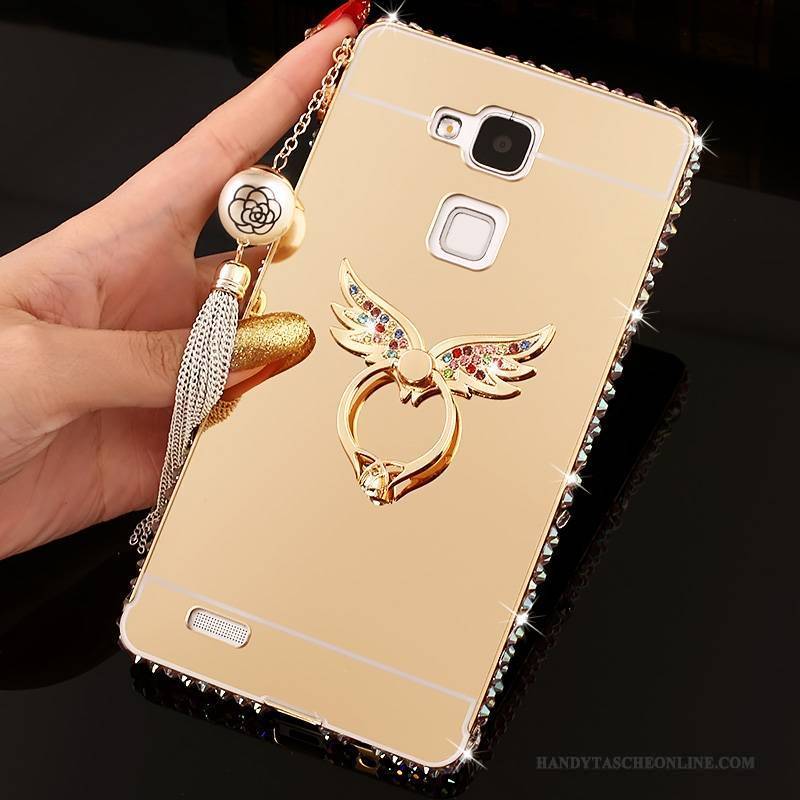 Hülle Huawei Ascend Mate 7 Schutz Rosa Schwer, Case Huawei Ascend Mate 7 Strass Handyhüllen Spiegel