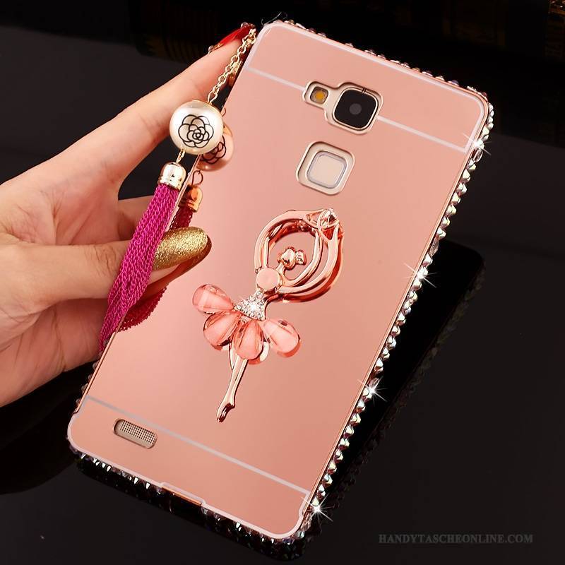 Hülle Huawei Ascend Mate 7 Schutz Rosa Schwer, Case Huawei Ascend Mate 7 Strass Handyhüllen Spiegel