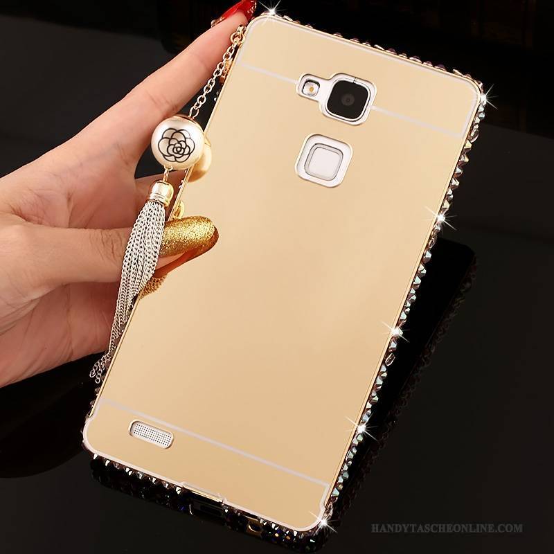 Hülle Huawei Ascend Mate 7 Schutz Rosa Schwer, Case Huawei Ascend Mate 7 Strass Handyhüllen Spiegel
