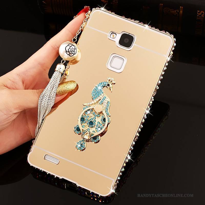 Hülle Huawei Ascend Mate 7 Schutz Rosa Schwer, Case Huawei Ascend Mate 7 Strass Handyhüllen Spiegel