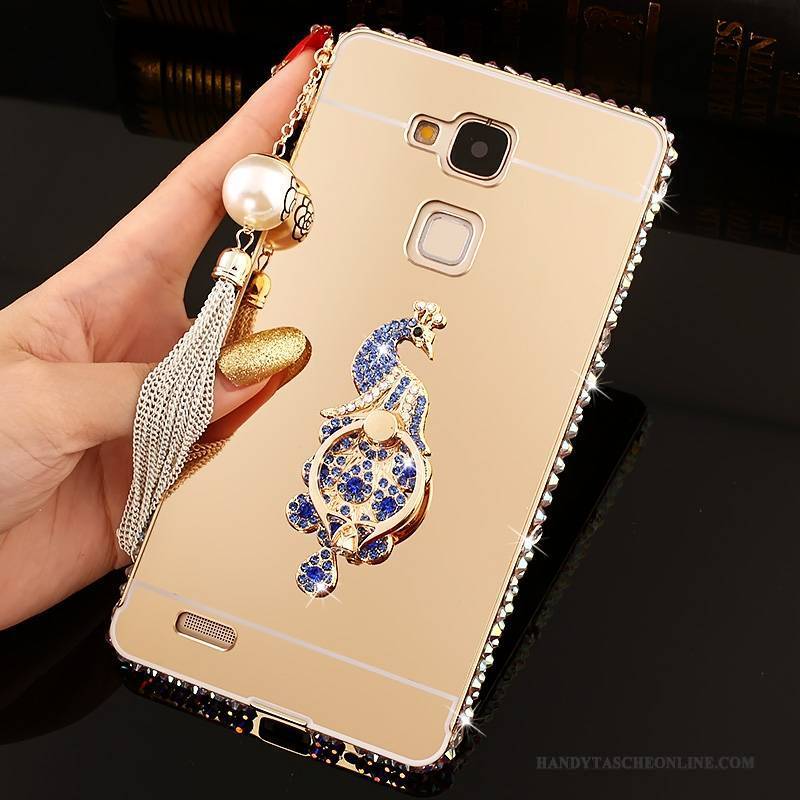 Hülle Huawei Ascend Mate 7 Schutz Rosa Schwer, Case Huawei Ascend Mate 7 Strass Handyhüllen Spiegel