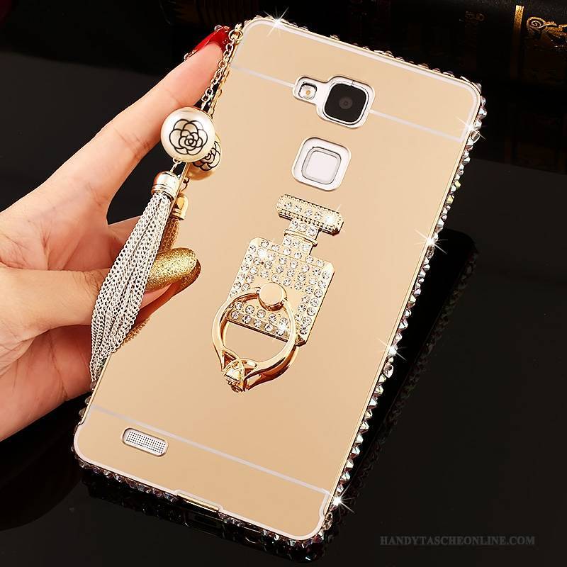 Hülle Huawei Ascend Mate 7 Schutz Rosa Schwer, Case Huawei Ascend Mate 7 Strass Handyhüllen Spiegel