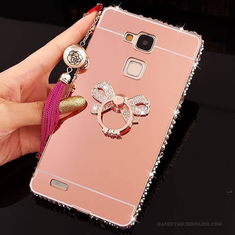 Hülle Huawei Ascend Mate 7 Schutz Rosa Schwer, Case Huawei Ascend Mate 7 Strass Handyhüllen Spiegel