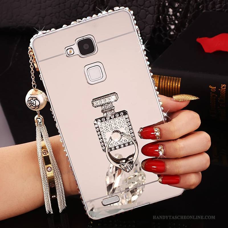 Hülle Huawei Ascend Mate 7 Schutz Rosa Schwer, Case Huawei Ascend Mate 7 Strass Handyhüllen Spiegel