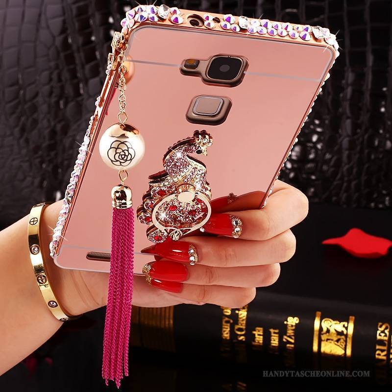 Hülle Huawei Ascend Mate 7 Schutz Rosa Schwer, Case Huawei Ascend Mate 7 Strass Handyhüllen Spiegel