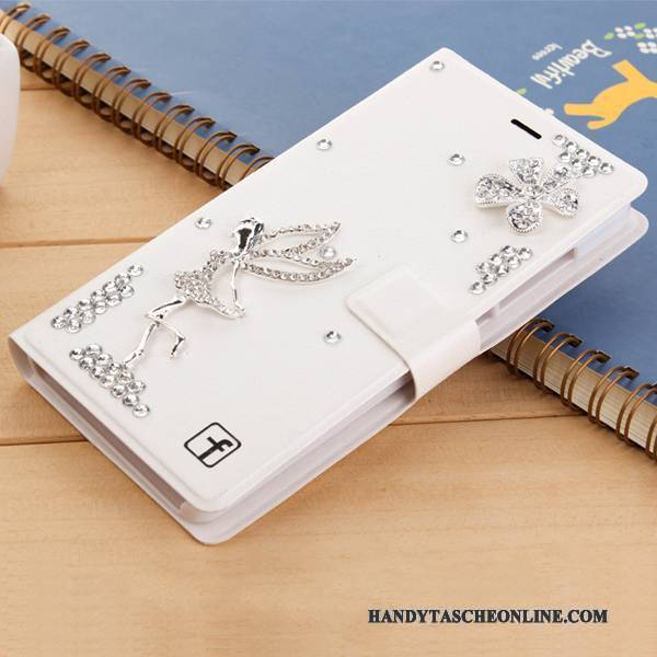 Hülle Huawei G7 Plus Folio Weiß Handyhüllen, Case Huawei G7 Plus Strass