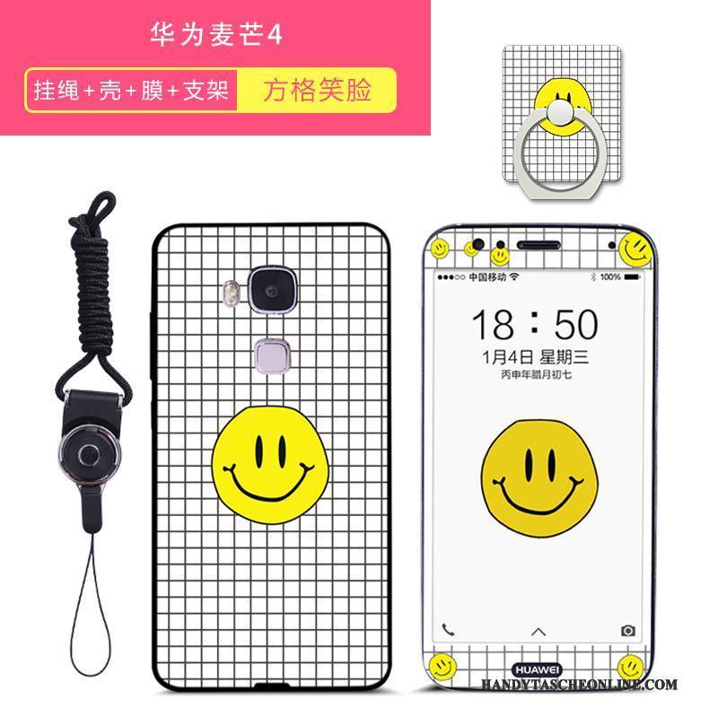 Hülle Huawei G7 Plus Kreativ Handyhüllen Schwarz, Case Huawei G7 Plus Taschen Weiß Rosa