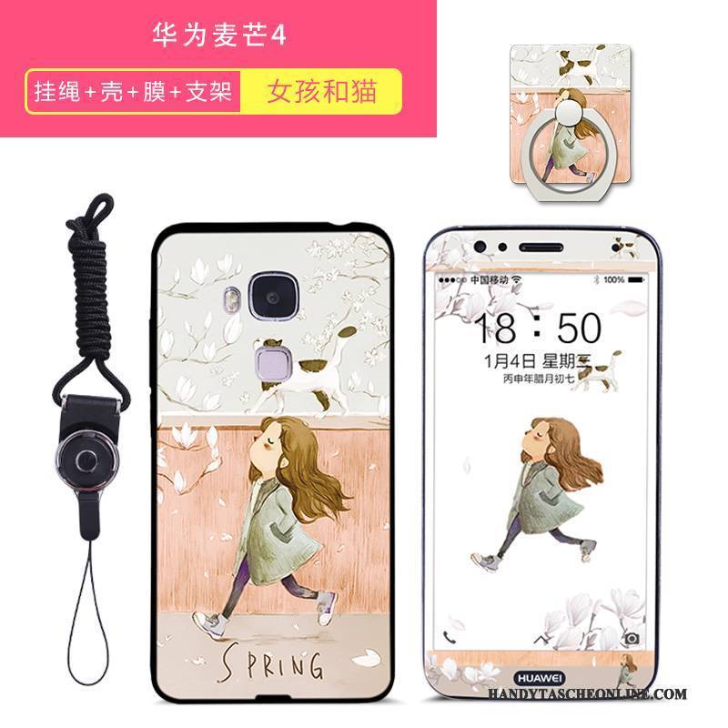 Hülle Huawei G7 Plus Kreativ Handyhüllen Schwarz, Case Huawei G7 Plus Taschen Weiß Rosa