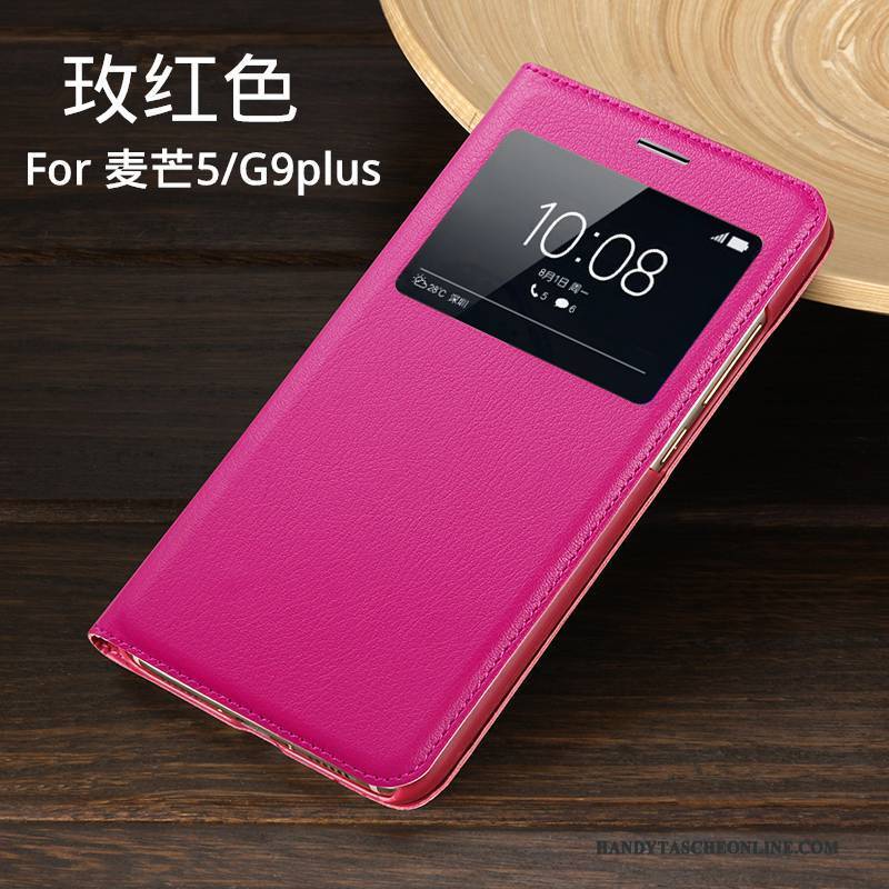 Hülle Huawei G9 Plus Folio Handyhüllen Rot, Case Huawei G9 Plus Lederhülle