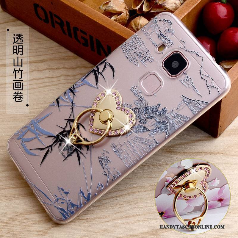Hülle Huawei G9 Plus Halterung Ring Handyhüllen, Case Huawei G9 Plus Prägung Gelb Transparent