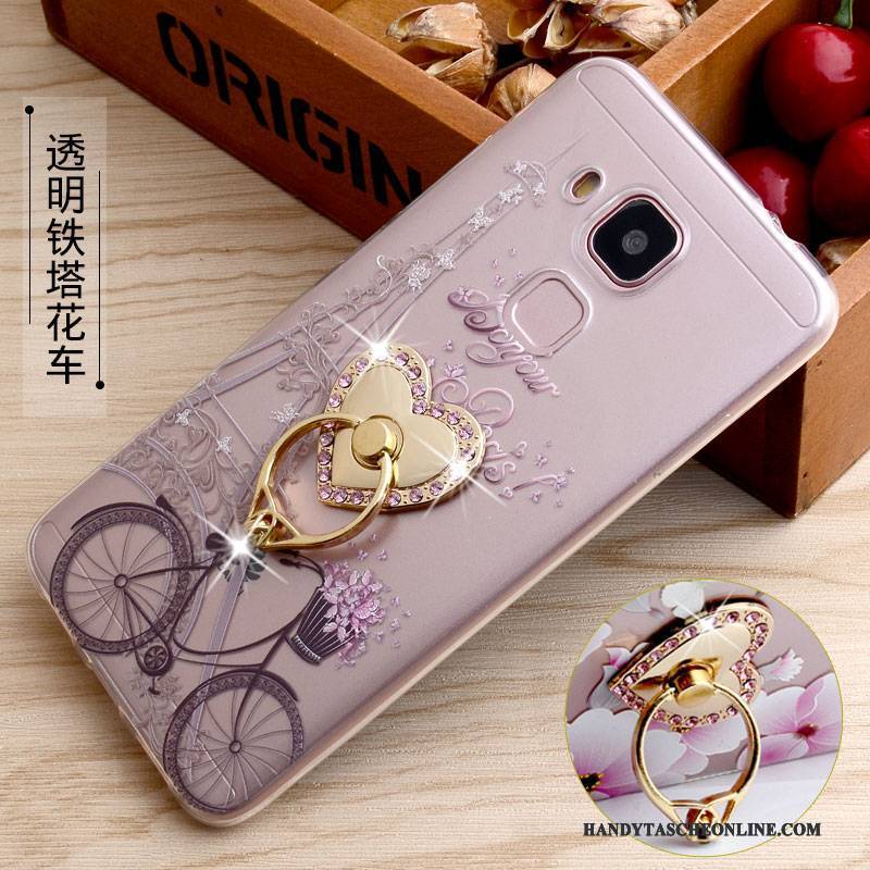 Hülle Huawei G9 Plus Halterung Ring Handyhüllen, Case Huawei G9 Plus Prägung Gelb Transparent