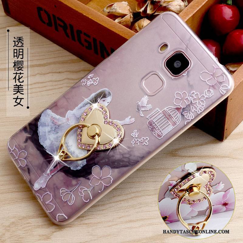 Hülle Huawei G9 Plus Halterung Ring Handyhüllen, Case Huawei G9 Plus Prägung Gelb Transparent