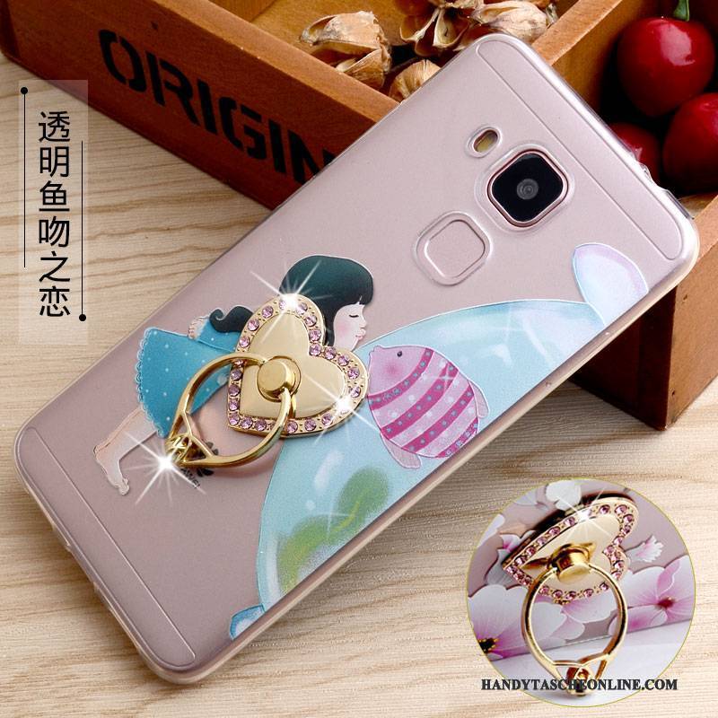 Hülle Huawei G9 Plus Halterung Ring Handyhüllen, Case Huawei G9 Plus Prägung Gelb Transparent
