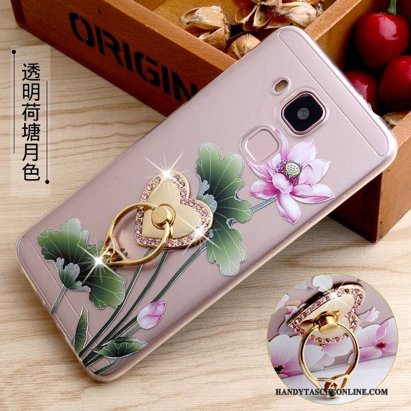 Hülle Huawei G9 Plus Halterung Ring Handyhüllen, Case Huawei G9 Plus Prägung Gelb Transparent