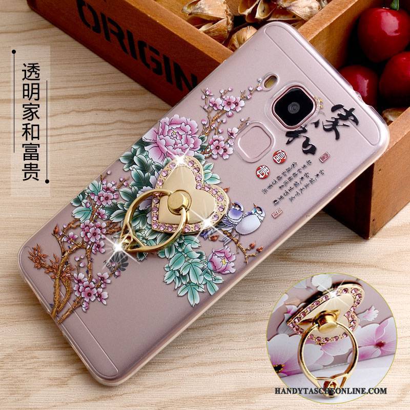 Hülle Huawei G9 Plus Halterung Ring Handyhüllen, Case Huawei G9 Plus Prägung Gelb Transparent