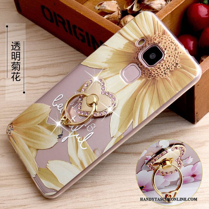 Hülle Huawei G9 Plus Halterung Ring Handyhüllen, Case Huawei G9 Plus Prägung Gelb Transparent