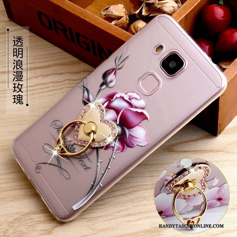 Hülle Huawei G9 Plus Halterung Ring Handyhüllen, Case Huawei G9 Plus Prägung Gelb Transparent