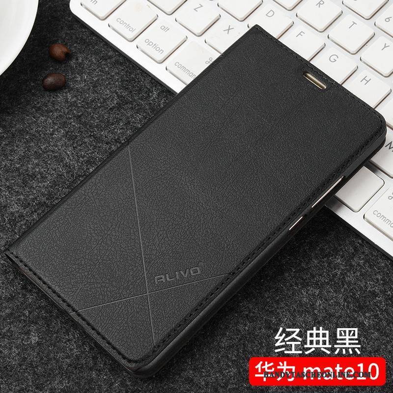 Hülle Huawei Mate 10 Folio Trend Anti-sturz, Case Huawei Mate 10 Lederhülle Handyhüllen Schwarz