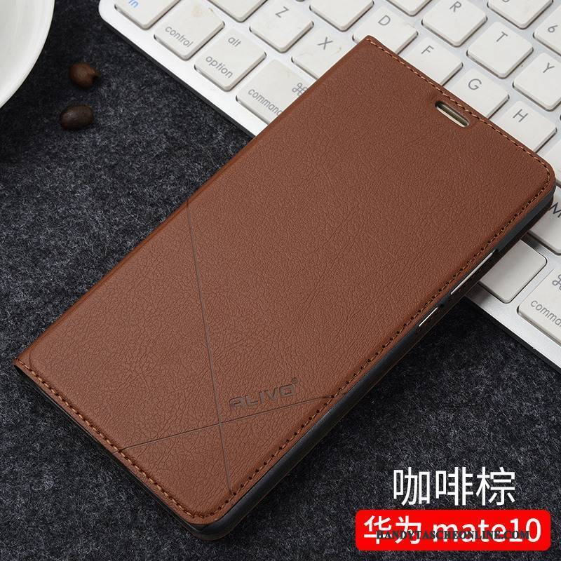 Hülle Huawei Mate 10 Folio Trend Anti-sturz, Case Huawei Mate 10 Lederhülle Handyhüllen Schwarz