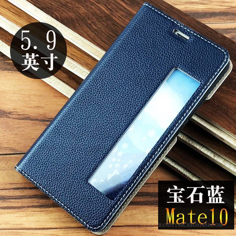 Hülle Huawei Mate 10 Leder Anti-sturz Blau, Case Huawei Mate 10 Taschen Handyhüllen Grün