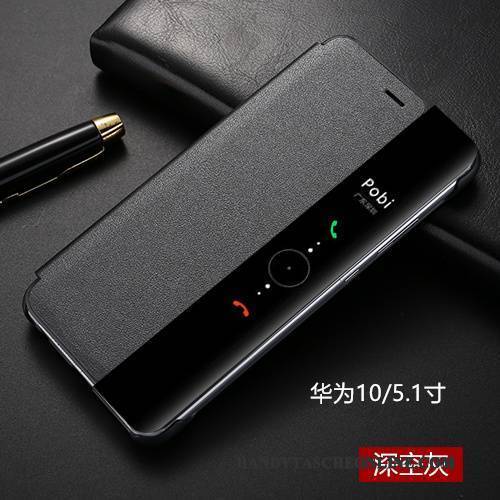 Hülle Huawei Mate 10 Lederhülle Anti-sturz Schwarz, Case Huawei Mate 10 Folio Handyhüllen