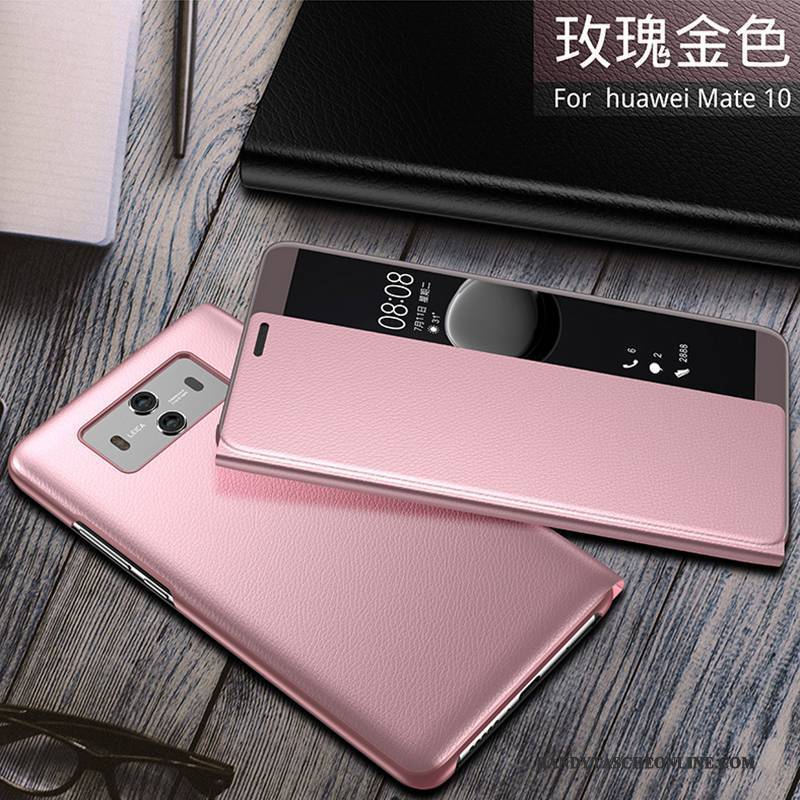 Hülle Huawei Mate 10 Lederhülle Schwarz Handyhüllen, Case Huawei Mate 10 Folio Anti-sturz