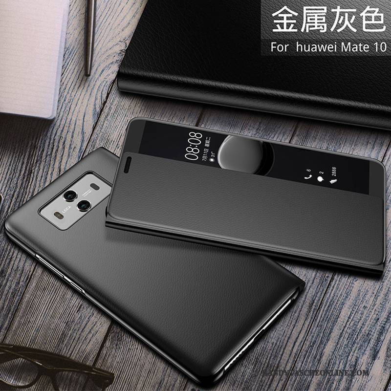 Hülle Huawei Mate 10 Lederhülle Schwarz Handyhüllen, Case Huawei Mate 10 Folio Anti-sturz