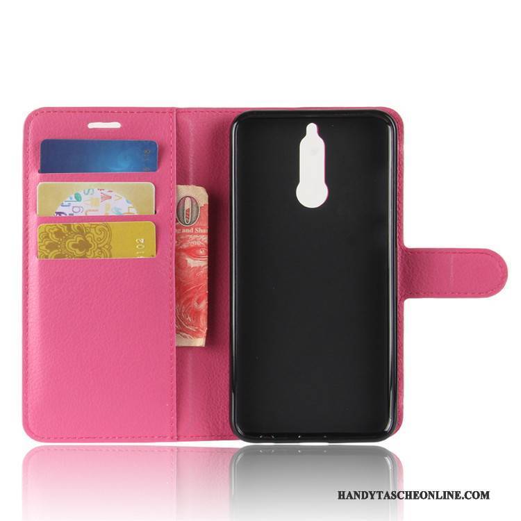 Hülle Huawei Mate 10 Lite Lederhülle Schwarz Karte, Case Huawei Mate 10 Lite Handyhüllen