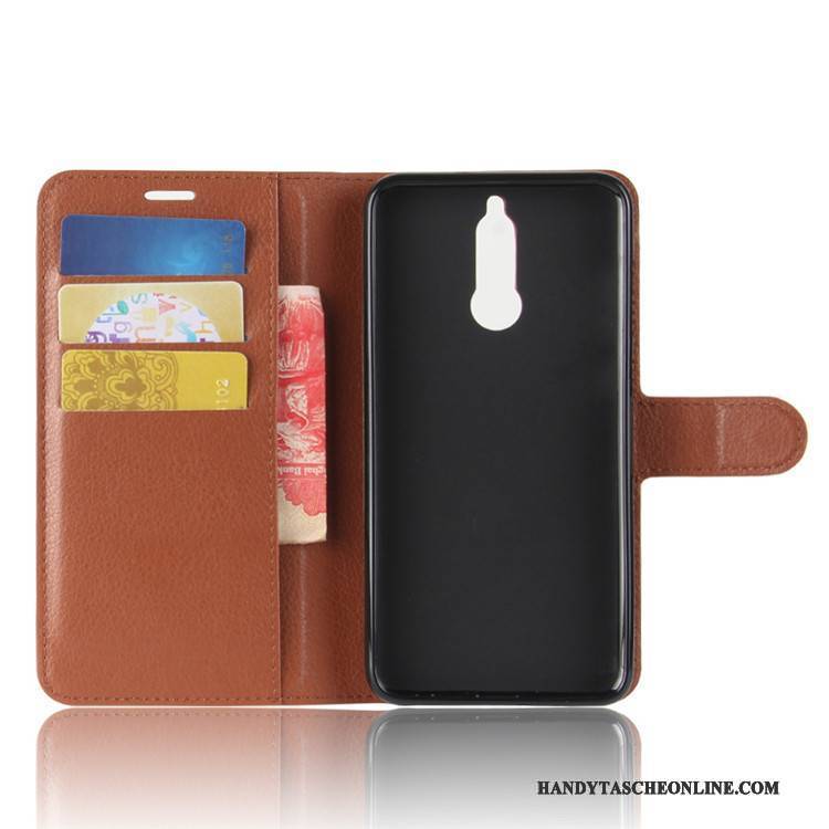 Hülle Huawei Mate 10 Lite Lederhülle Schwarz Karte, Case Huawei Mate 10 Lite Handyhüllen