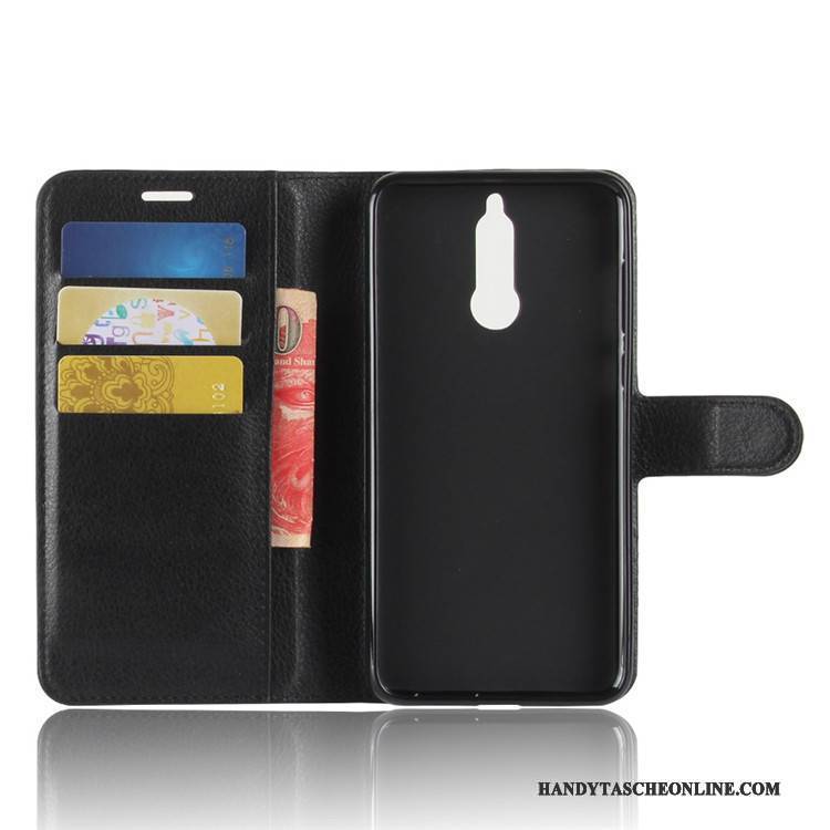 Hülle Huawei Mate 10 Lite Lederhülle Schwarz Karte, Case Huawei Mate 10 Lite Handyhüllen