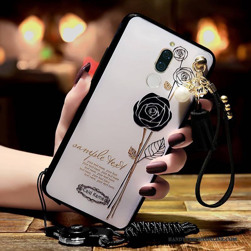 Hülle Huawei Mate 10 Lite Weiche Ring Hängende Verzierungen, Case Huawei Mate 10 Lite Prägung Handyhüllen Rosa