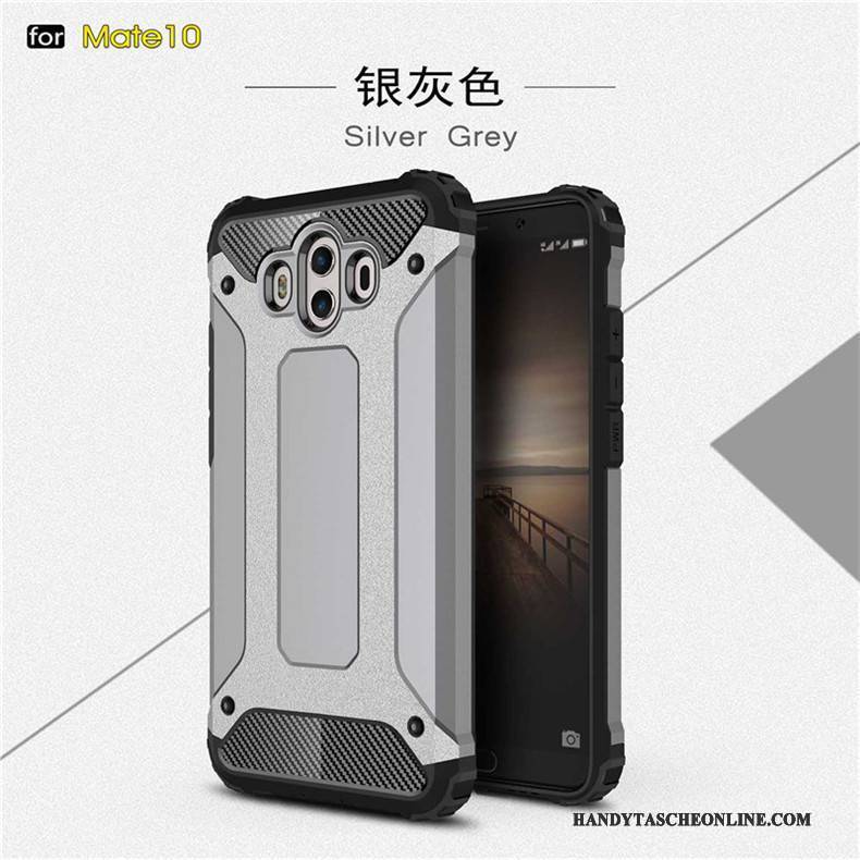 Hülle Huawei Mate 10 Metall Handyhüllen Schwarz, Case Huawei Mate 10 Silikon Drei Verteidigungen Anti-sturz