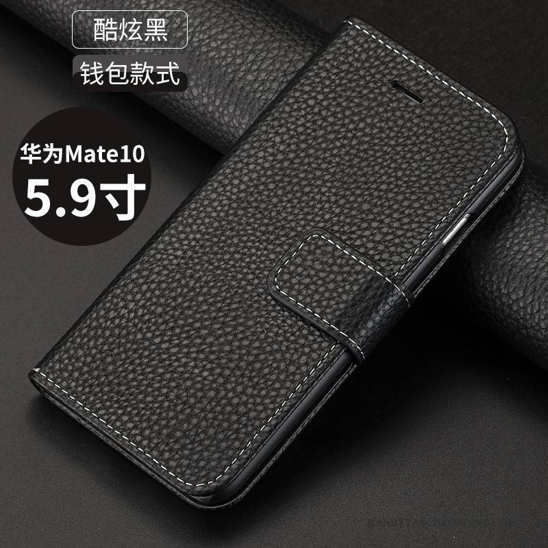 Hülle Huawei Mate 10 Schutz Handyhüllen Anti-sturz, Case Huawei Mate 10 Folio Schwarz
