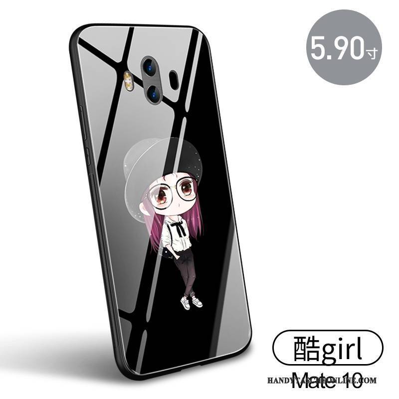Hülle Huawei Mate 10 Taschen Anti-sturz Schwarz, Case Huawei Mate 10 Schutz Handyhüllen Glas