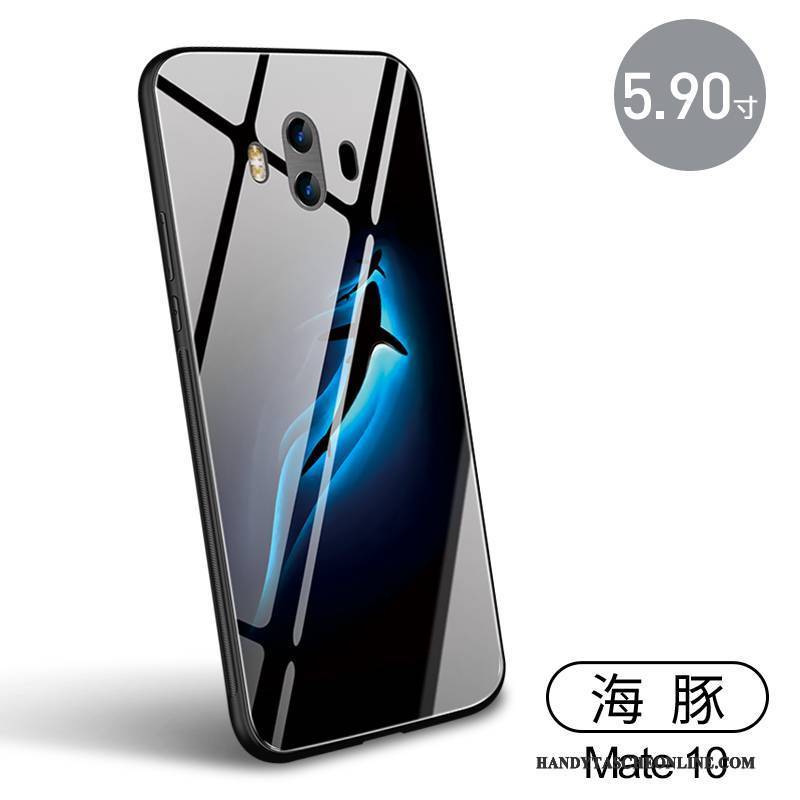 Hülle Huawei Mate 10 Taschen Anti-sturz Schwarz, Case Huawei Mate 10 Schutz Handyhüllen Glas