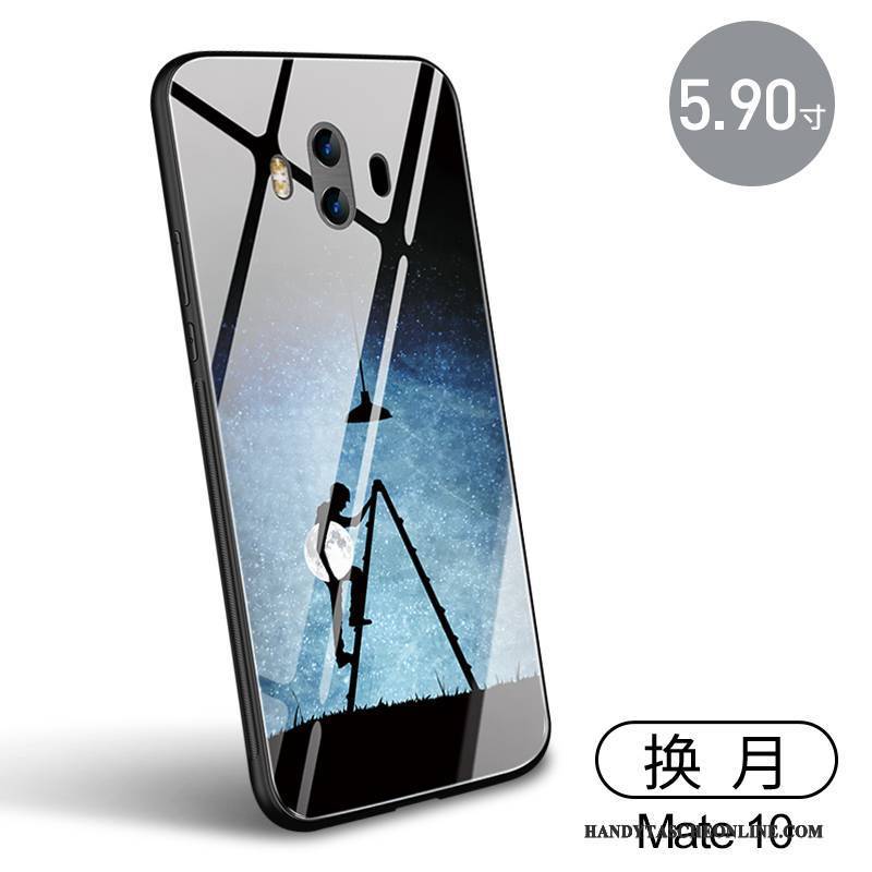 Hülle Huawei Mate 10 Taschen Anti-sturz Schwarz, Case Huawei Mate 10 Schutz Handyhüllen Glas