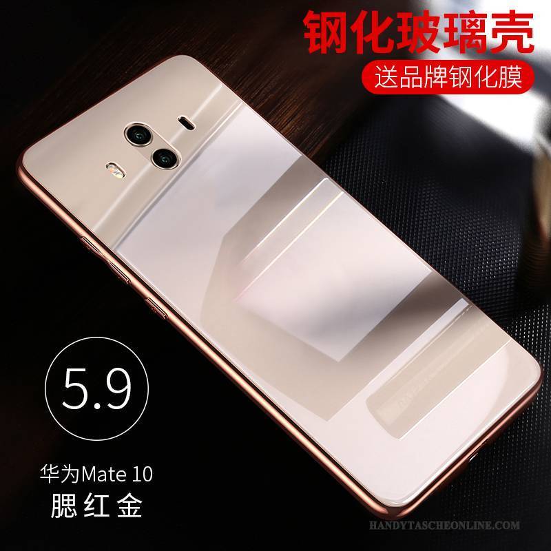 Hülle Huawei Mate 10 Taschen Glas Handyhüllen, Case Huawei Mate 10 Schutz Rot Schwer