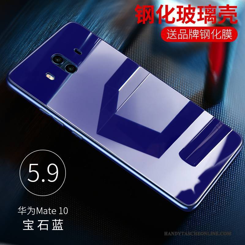 Hülle Huawei Mate 10 Taschen Glas Handyhüllen, Case Huawei Mate 10 Schutz Rot Schwer