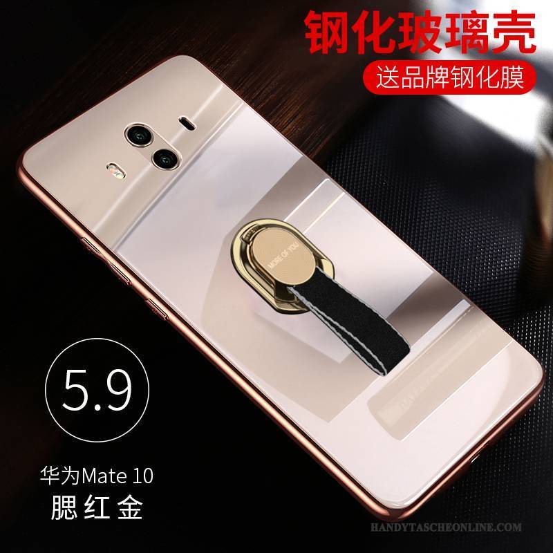 Hülle Huawei Mate 10 Taschen Glas Handyhüllen, Case Huawei Mate 10 Schutz Rot Schwer