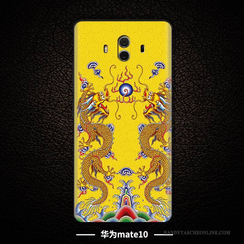 Hülle Huawei Mate 10 Taschen Handyhüllen Persönlichkeit, Case Huawei Mate 10 Prägung Schwarz Anti-sturz
