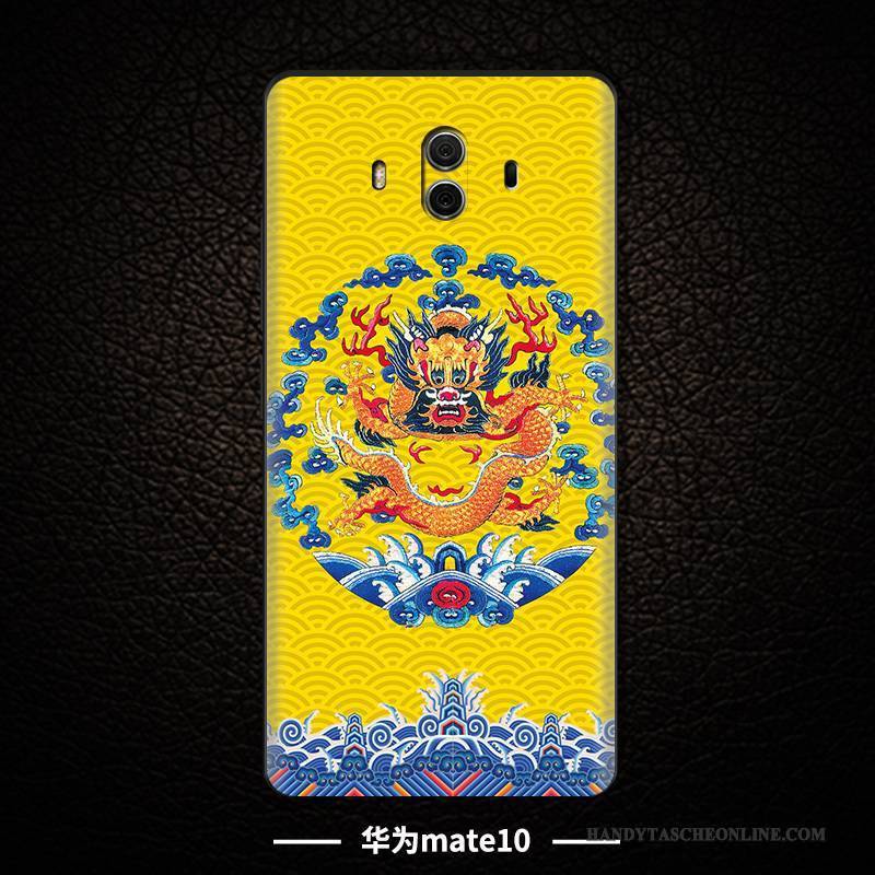 Hülle Huawei Mate 10 Taschen Handyhüllen Persönlichkeit, Case Huawei Mate 10 Prägung Schwarz Anti-sturz