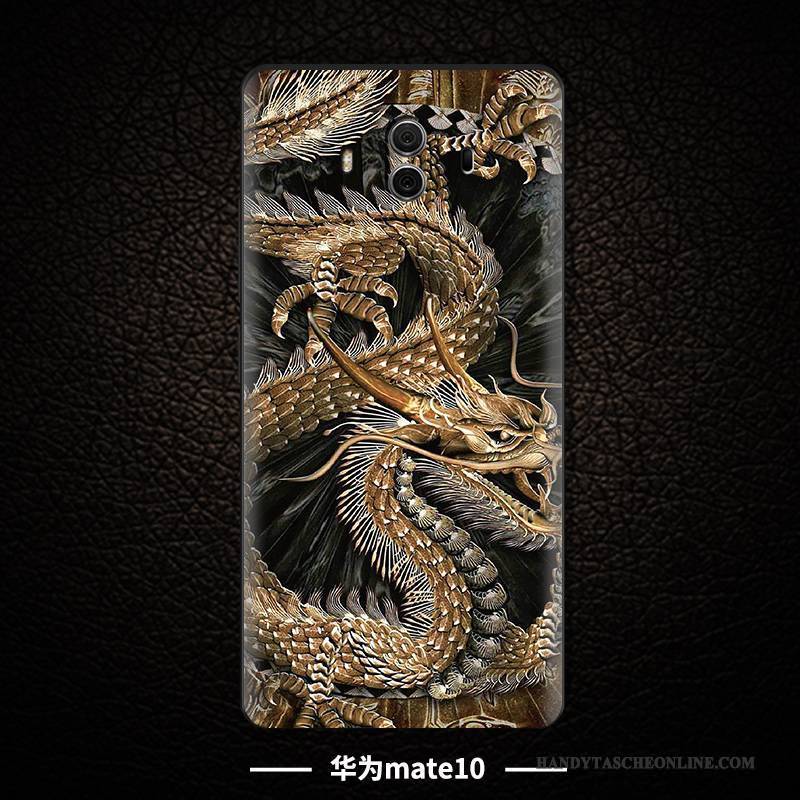 Hülle Huawei Mate 10 Taschen Handyhüllen Persönlichkeit, Case Huawei Mate 10 Prägung Schwarz Anti-sturz