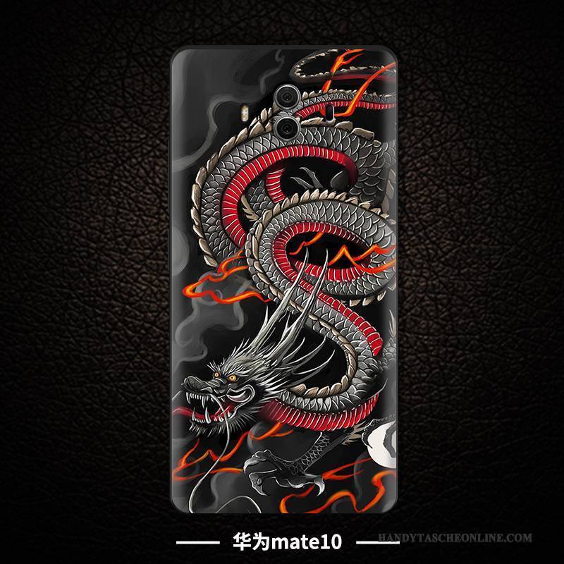 Hülle Huawei Mate 10 Taschen Handyhüllen Persönlichkeit, Case Huawei Mate 10 Prägung Schwarz Anti-sturz