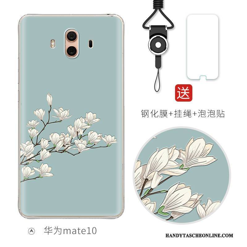 Hülle Huawei Mate 10 Taschen Hellblau Nette, Case Huawei Mate 10 Prägung Anti-sturz Handyhüllen