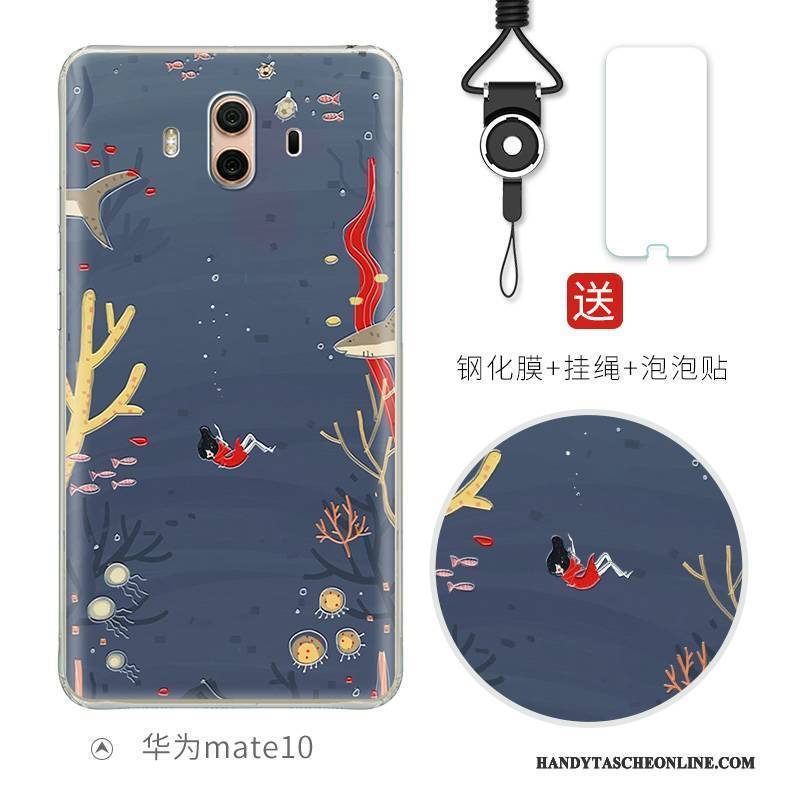 Hülle Huawei Mate 10 Taschen Hellblau Nette, Case Huawei Mate 10 Prägung Anti-sturz Handyhüllen