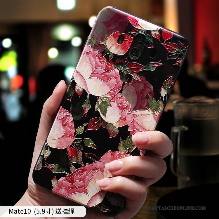 Hülle Huawei Mate 10 Taschen Hängende Verzierungen Handyhüllen, Case Huawei Mate 10 Silikon Rot Anti-sturz