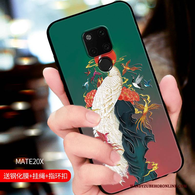 Hülle Huawei Mate 20 X Prägung Grün Persönlichkeit, Case Huawei Mate 20 X Silikon Anti-sturz Trendmarke