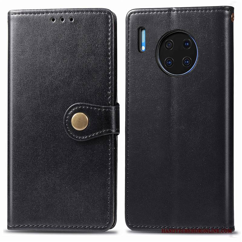 Hülle Huawei Mate 30 Folio Rot Einfarbig, Case Huawei Mate 30 Lederhülle Business Hängende Verzierungen